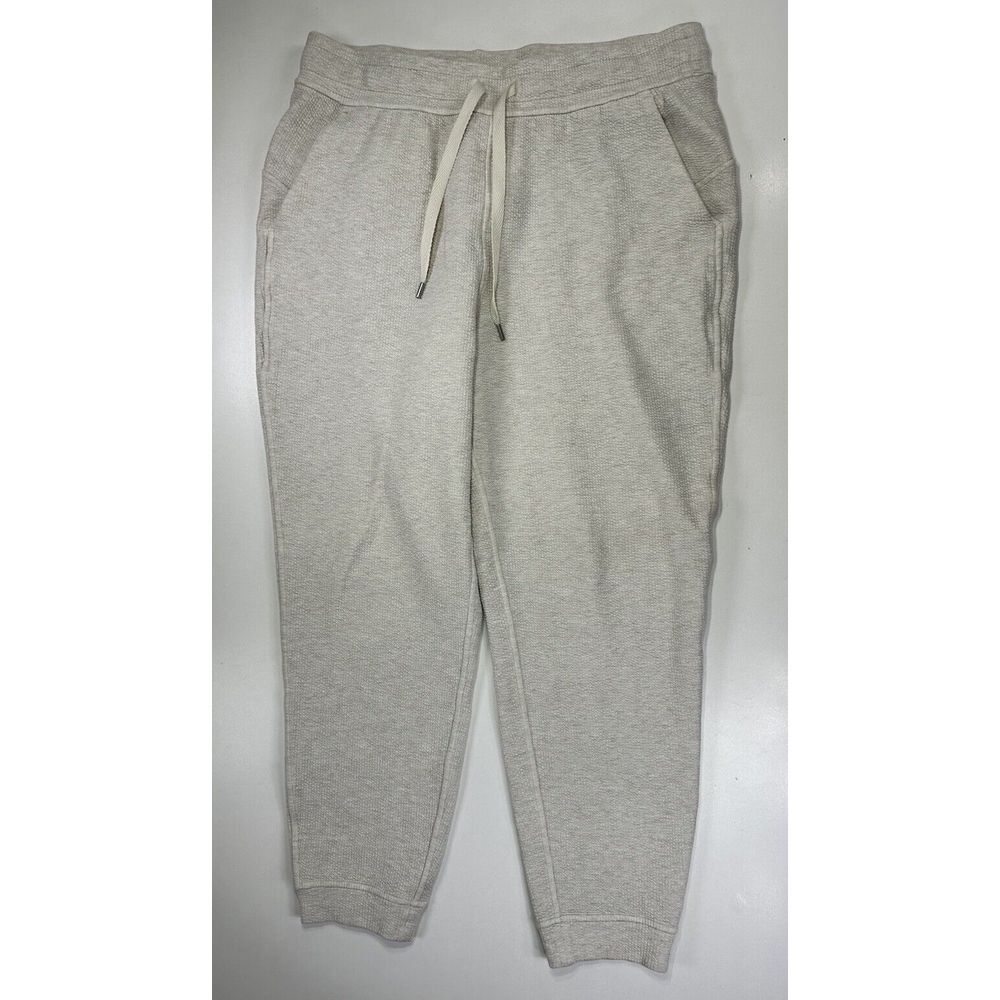 Lululemon Ribbed‎ High Rise 7/8 Length Joggers Oatmeal Womens Sz 10 Inseam 25"